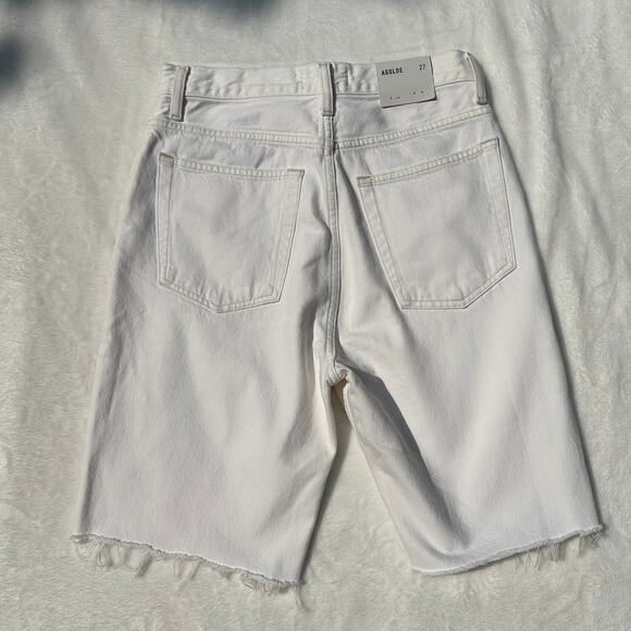 AGOLDE 90's Pinch Waist High Rise Cutoff Jean Shorts Porcelain White Size 27 - Picture 10 of 14